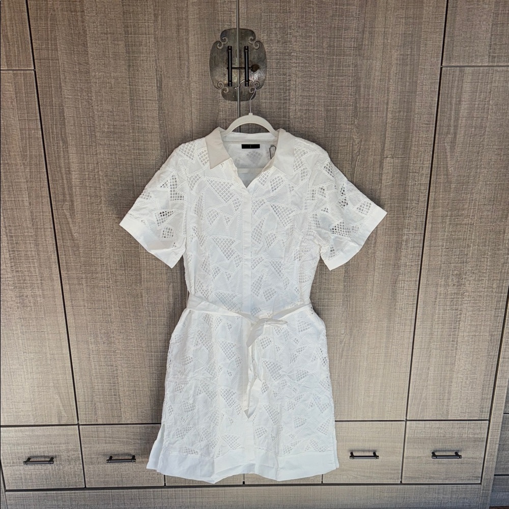 T. Tahari Eyeletโ Cotton Shirtdress